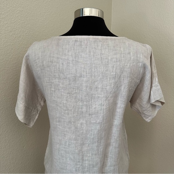 Francesca Bettini Made in Italy 100% Linen Lightweight oatmeal Blouse Top - Picture 8 of 12